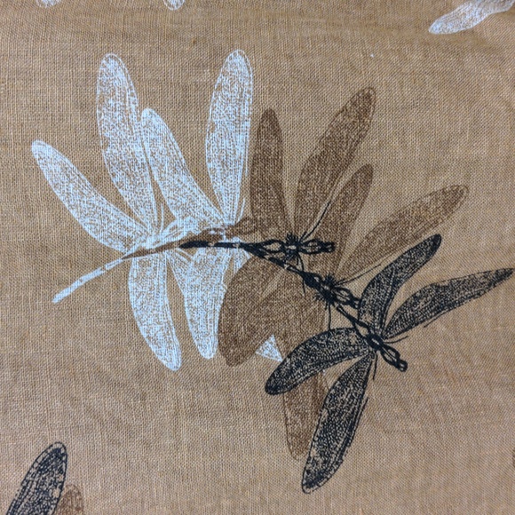 Elana Baldi 100% Linen Blouse Dragonfly Top Ruffle Sleeve Italy Tan Large - Picture 7 of 7